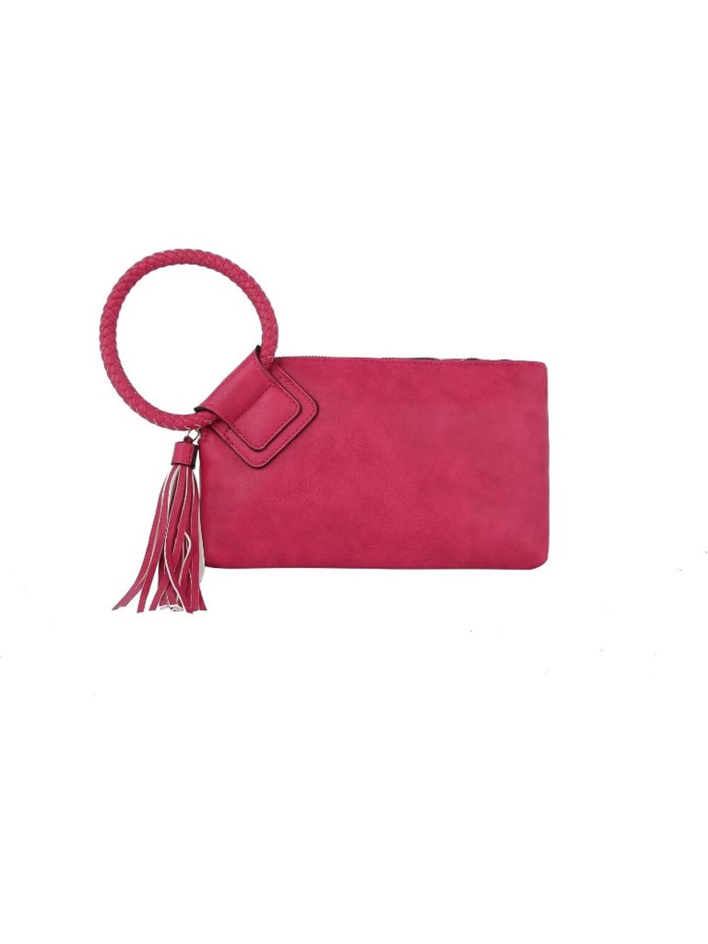 Women's Fuchsia Leather Formal Purse Wristlet Wallet Casual Evening Handbag